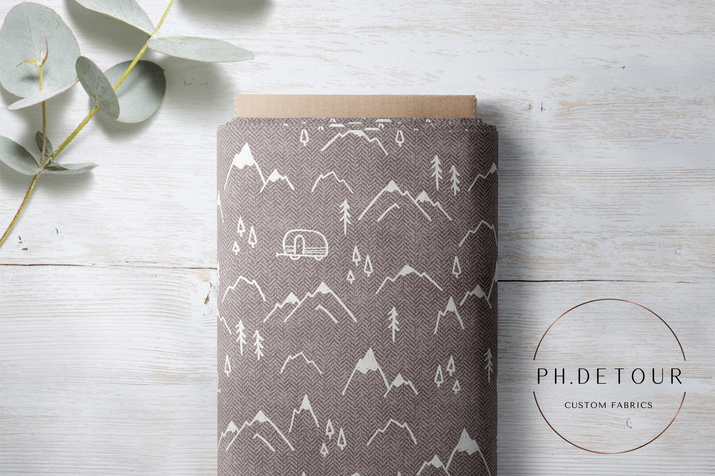 PREORDER - Mountains on Herringbone Texture Fossil - 1405 - Choose Your Base