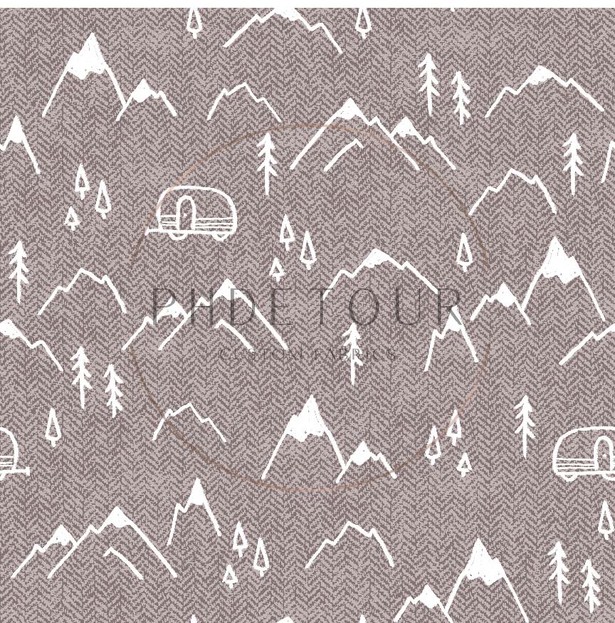 PREORDER - Mountains on Herringbone Texture Fossil - 1405 - Choose Your Base
