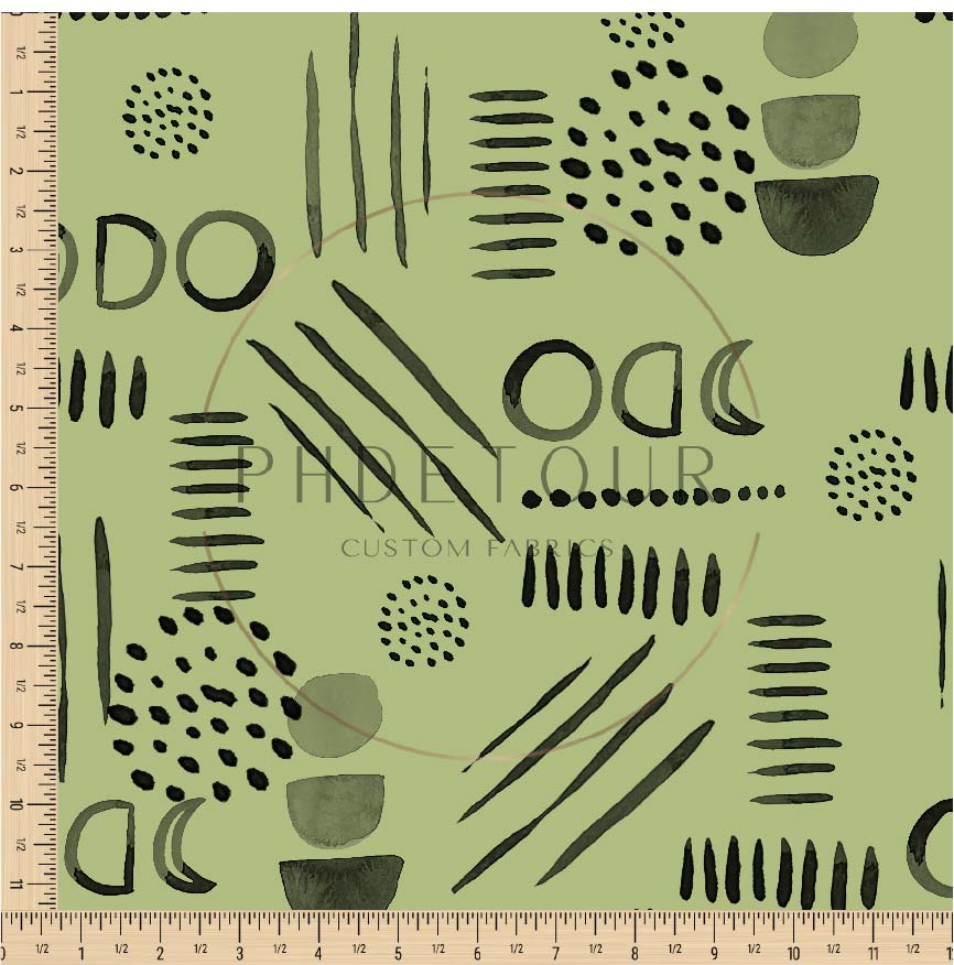 PREORDER - Neutral Abstract Black on Celery - 1522 - Choose Your Base