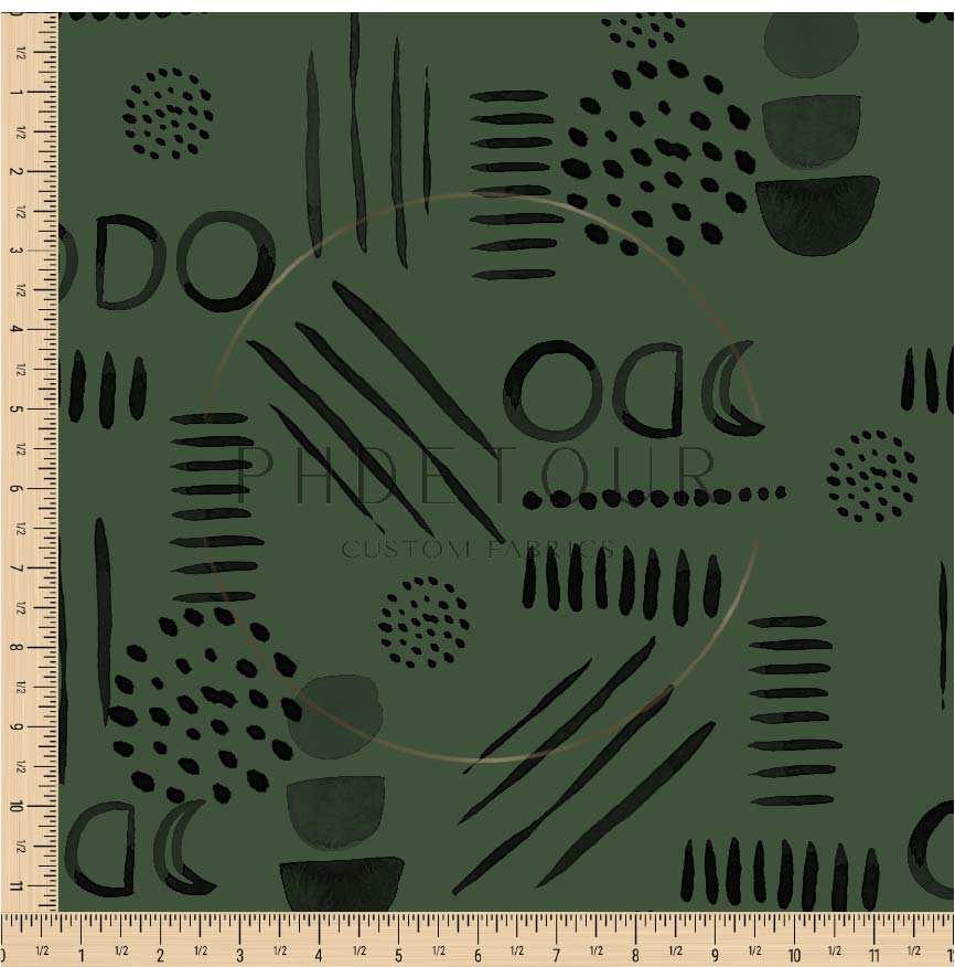 PREORDER - Neutral Abstract Black on Evergreen - 1526 - Choose Your Base