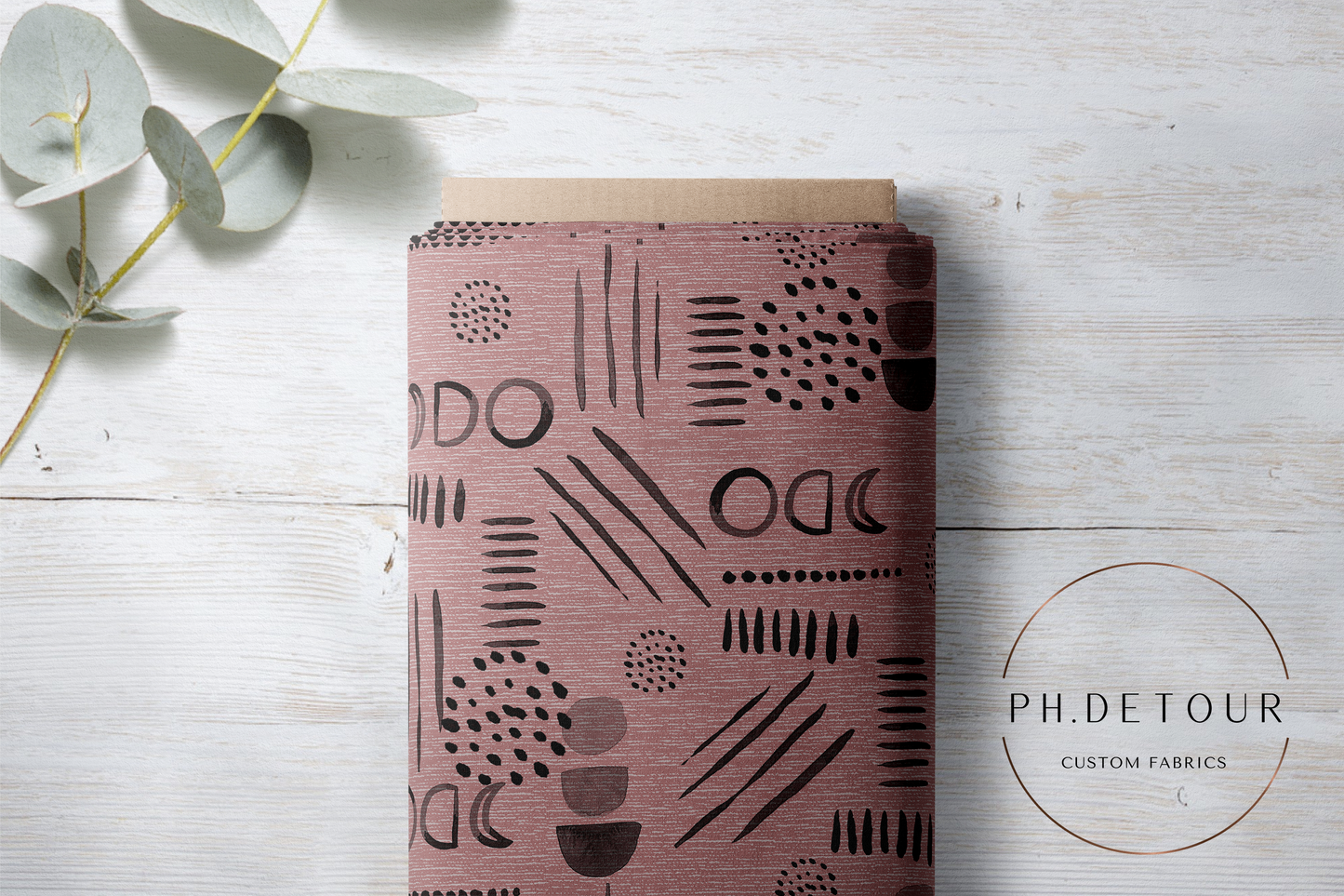 PREORDER - Neutral Abstract Black on Handwoven Texture Antique Rose - 1530 - Choose Your Base