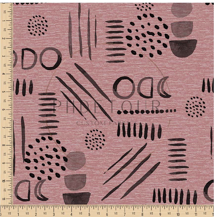 PREORDER - Neutral Abstract Black on Handwoven Texture Antique Rose - 1530 - Choose Your Base