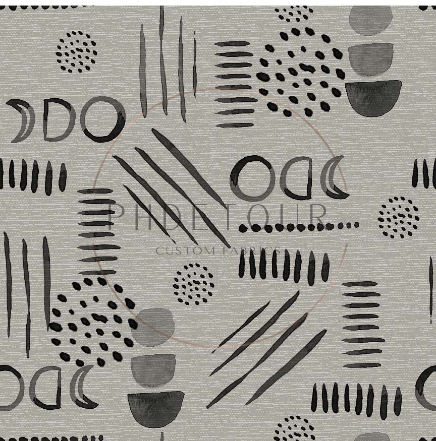 PREORDER - Neutral Abstract Black on Handwoven Texture Bone - 1532 - Choose Your Base