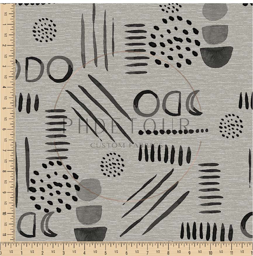 PREORDER - Neutral Abstract Black on Handwoven Texture Bone - 1532 - Choose Your Base