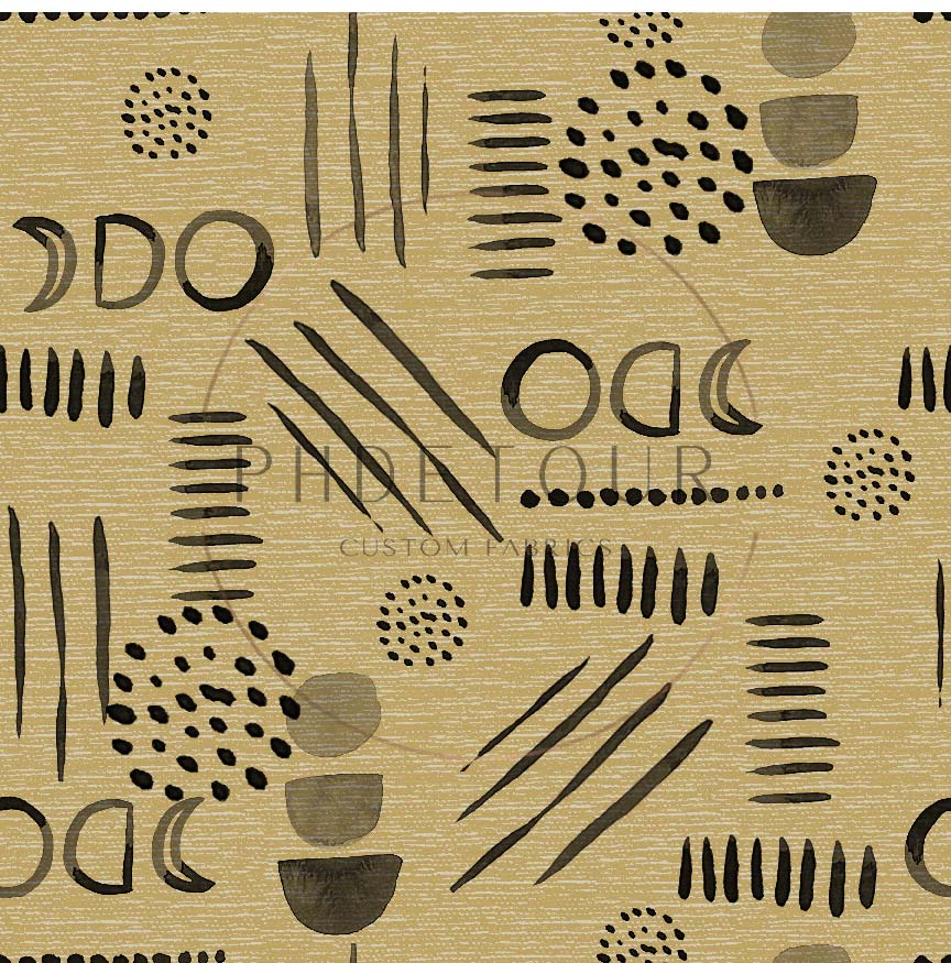 PREORDER - Neutral Abstract Black on Handwoven Texture Butter - 1533 - Choose Your Base