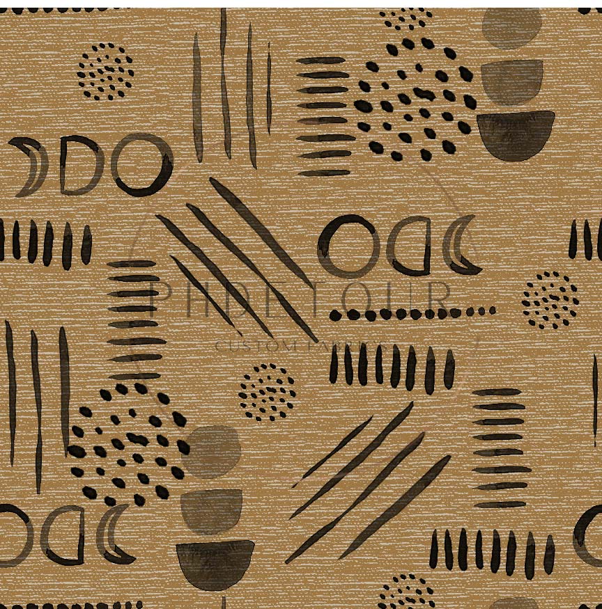 PREORDER - Neutral Abstract Black on Handwoven Texture Caramel - 1534 - Choose Your Base