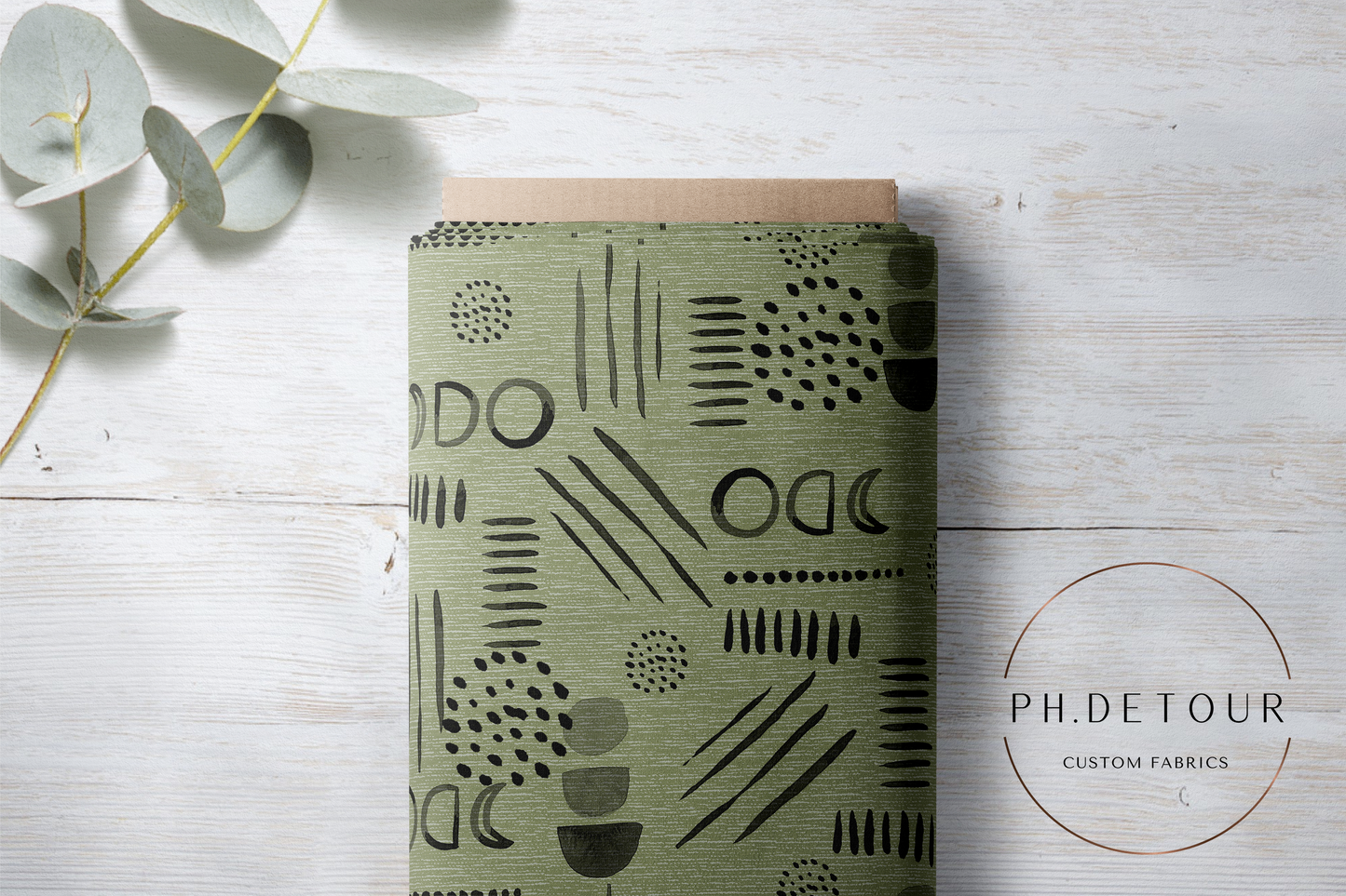 PREORDER - Neutral Abstract Black on Handwoven Texture Celery - 1535 - Choose Your Base