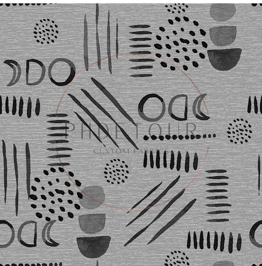 PREORDER - Neutral Abstract Black on Handwoven Texture Cement - 1536 - Choose Your Base