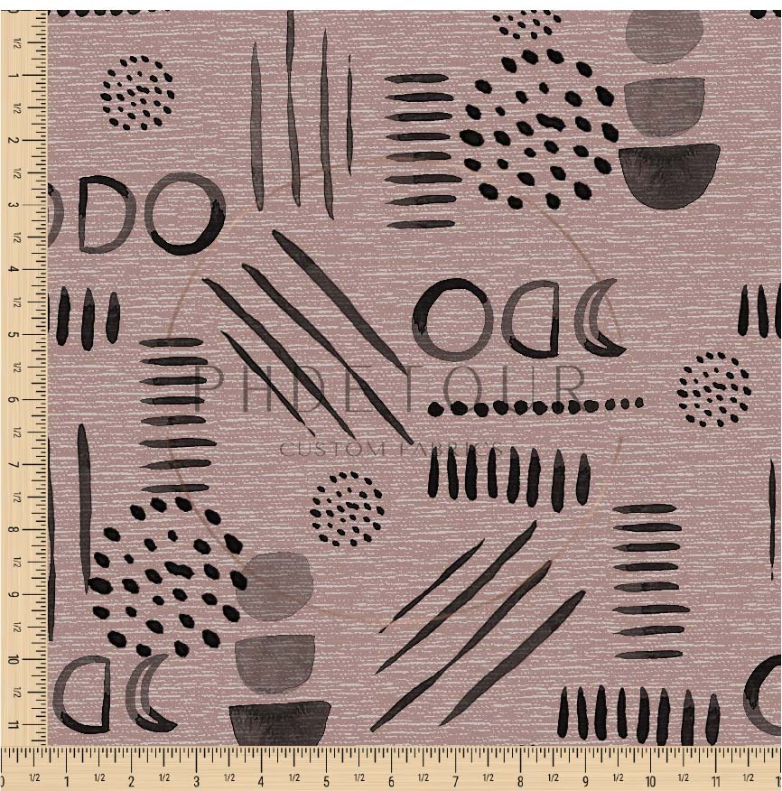 PREORDER - Neutral Abstract Black on Handwoven Texture Dusty Rose - 1537 - Choose Your Base