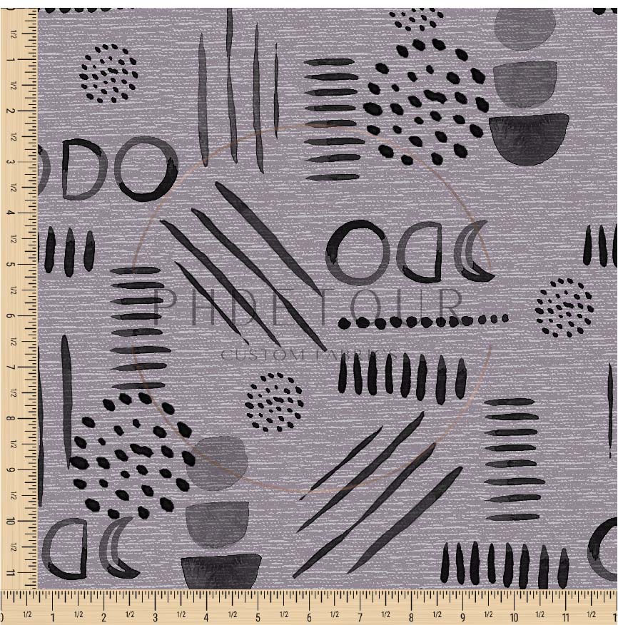 PREORDER - Neutral Abstract Black on Handwoven Texture Grey Violet - 1538 - Choose Your Base