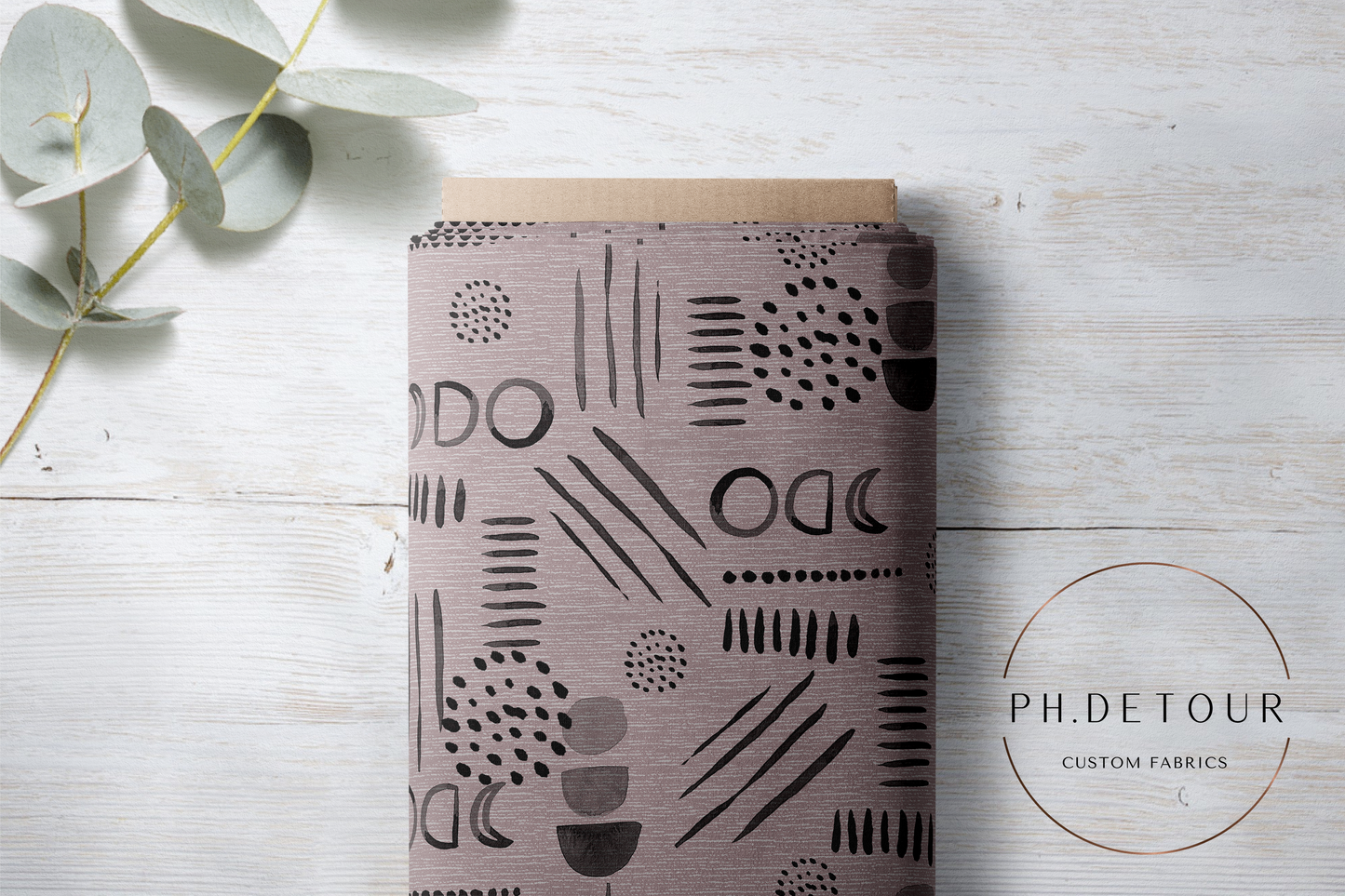 PREORDER - Neutral Abstract Black on Handwoven Texture Lotus - 1539 - Choose Your Base