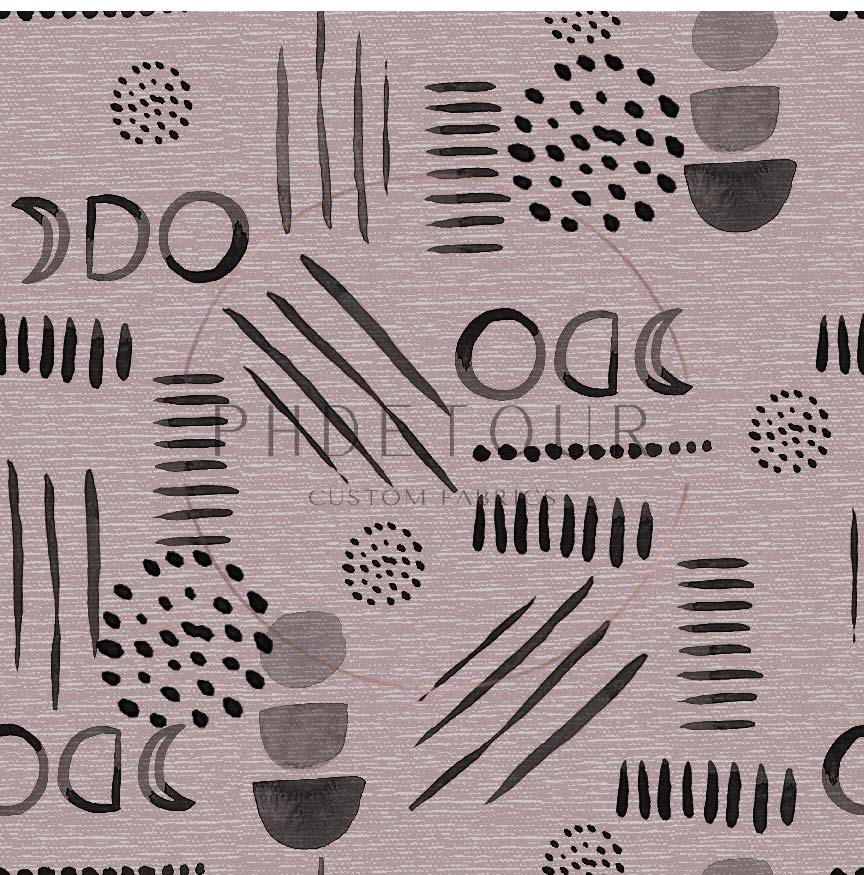 PREORDER - Neutral Abstract Black on Handwoven Texture Lotus - 1539 - Choose Your Base