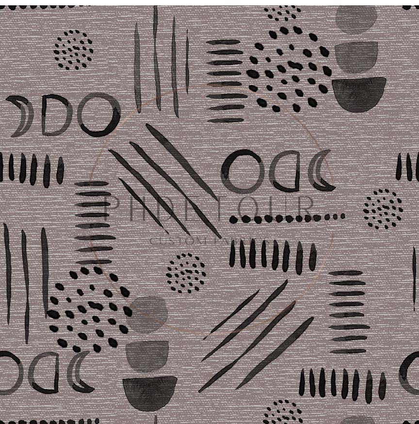 PREORDER - Neutral Abstract Black on Handwoven Texture Mushroom - 1541 - Choose Your Base