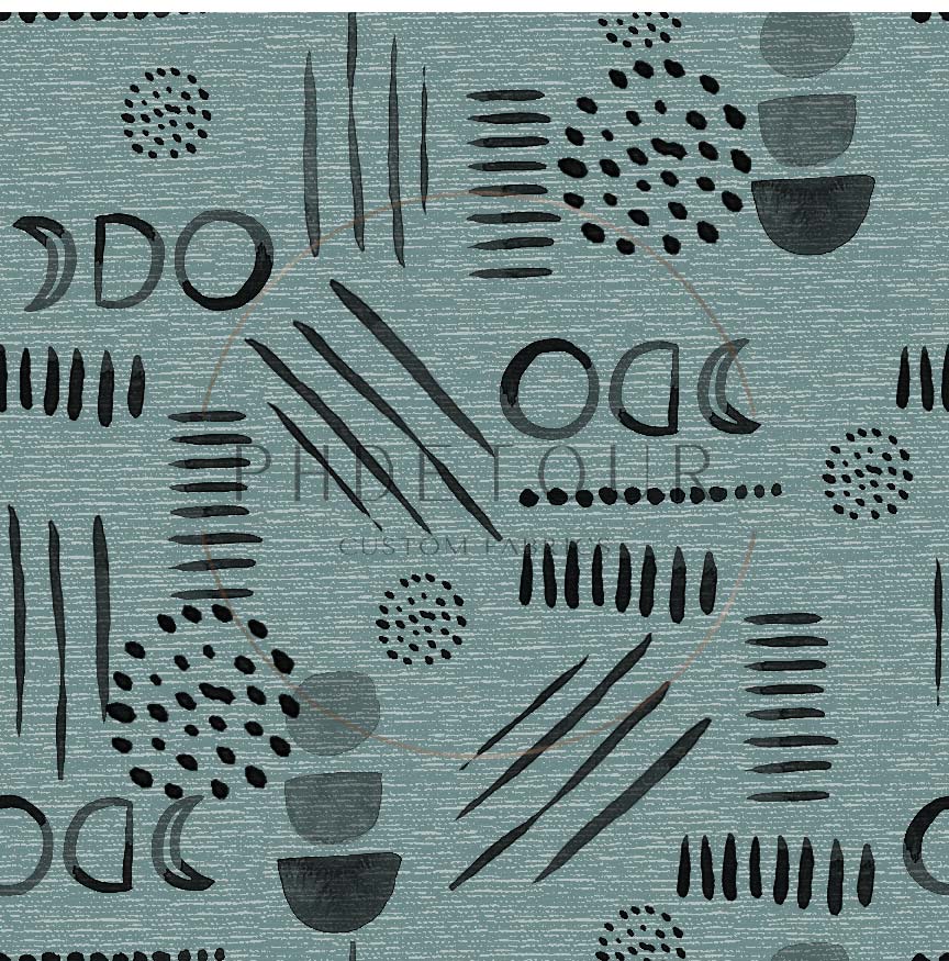 PREORDER - Neutral Abstract Black on Handwoven Texture Ocean - 1542 - Choose Your Base