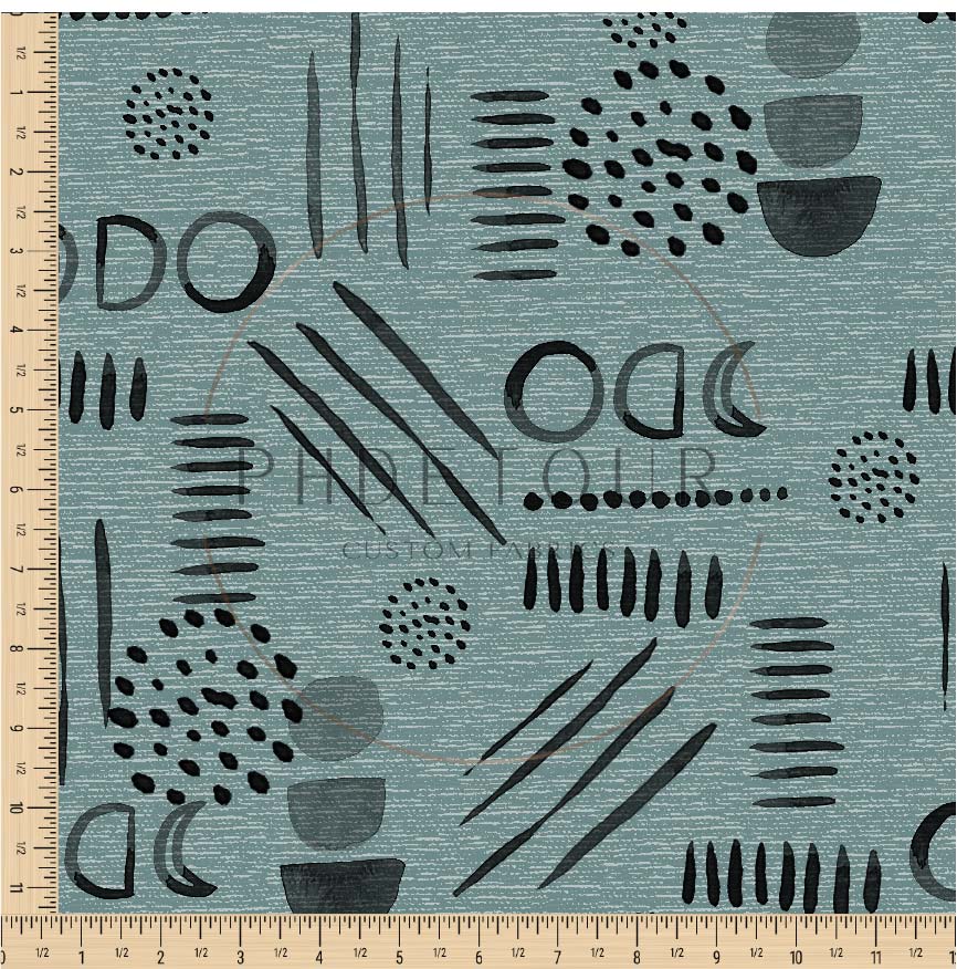 PREORDER - Neutral Abstract Black on Handwoven Texture Ocean - 1542 - Choose Your Base