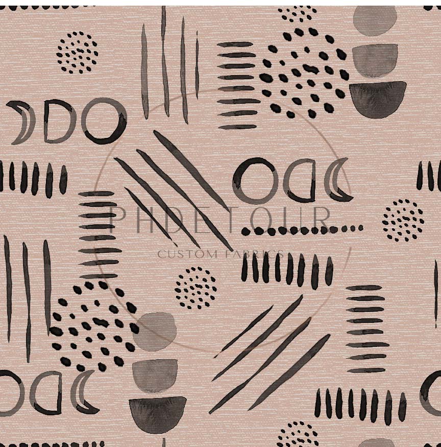 PREORDER - Neutral Abstract Black on Handwoven Texture Pale Peach - 1543 - Choose Your Base