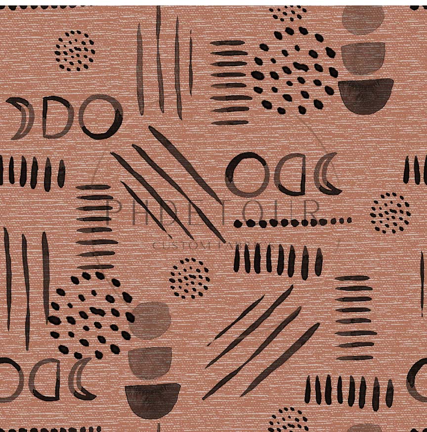 PREORDER - Neutral Abstract Black on Handwoven Texture Terra Cotta - 1547 - Choose Your Base