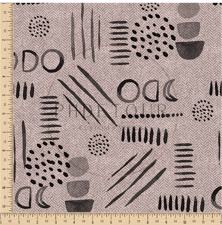 PREORDER - Neutral Abstract Black on Herringbone Texture Clay - 1549 - Choose Your Base