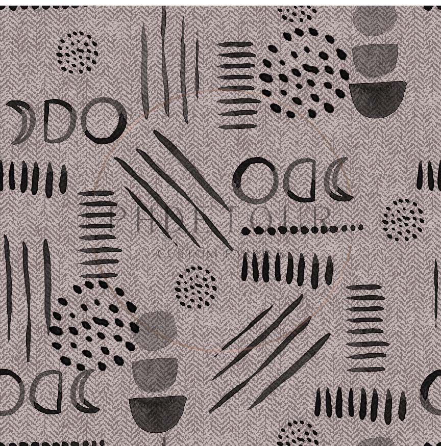 PREORDER - Neutral Abstract Black on Herringbone Texture Fossil - 1551 - Choose Your Base