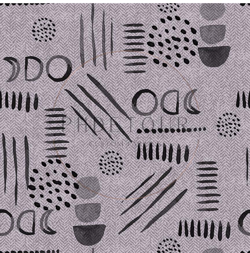 PREORDER - Neutral Abstract Black on Herringbone Texture Grey Violet - 1552 - Choose Your Base