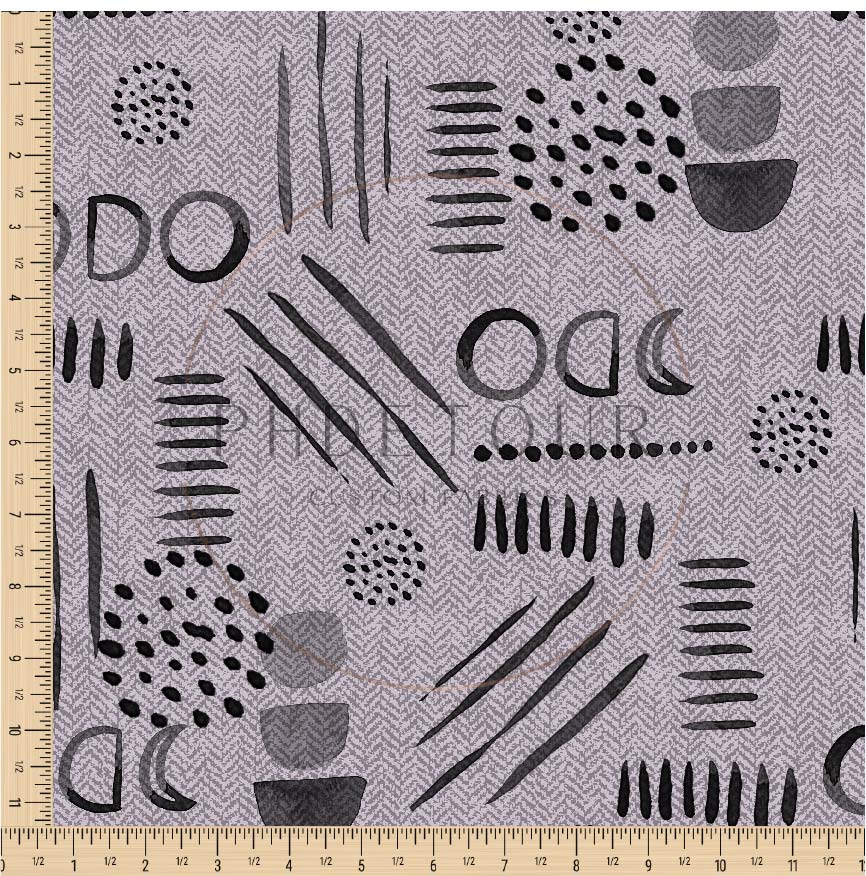 PREORDER - Neutral Abstract Black on Herringbone Texture Grey Violet - 1552 - Choose Your Base