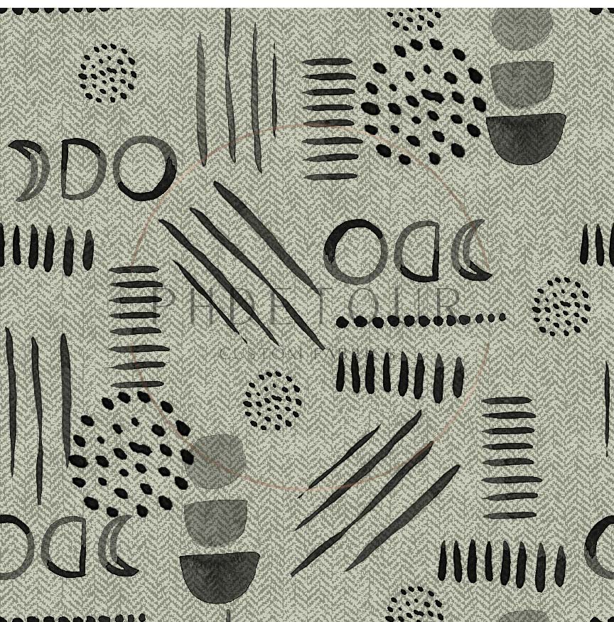 PREORDER - Neutral Abstract Black on Herringbone Texture Sage - 1557 - Choose Your Base