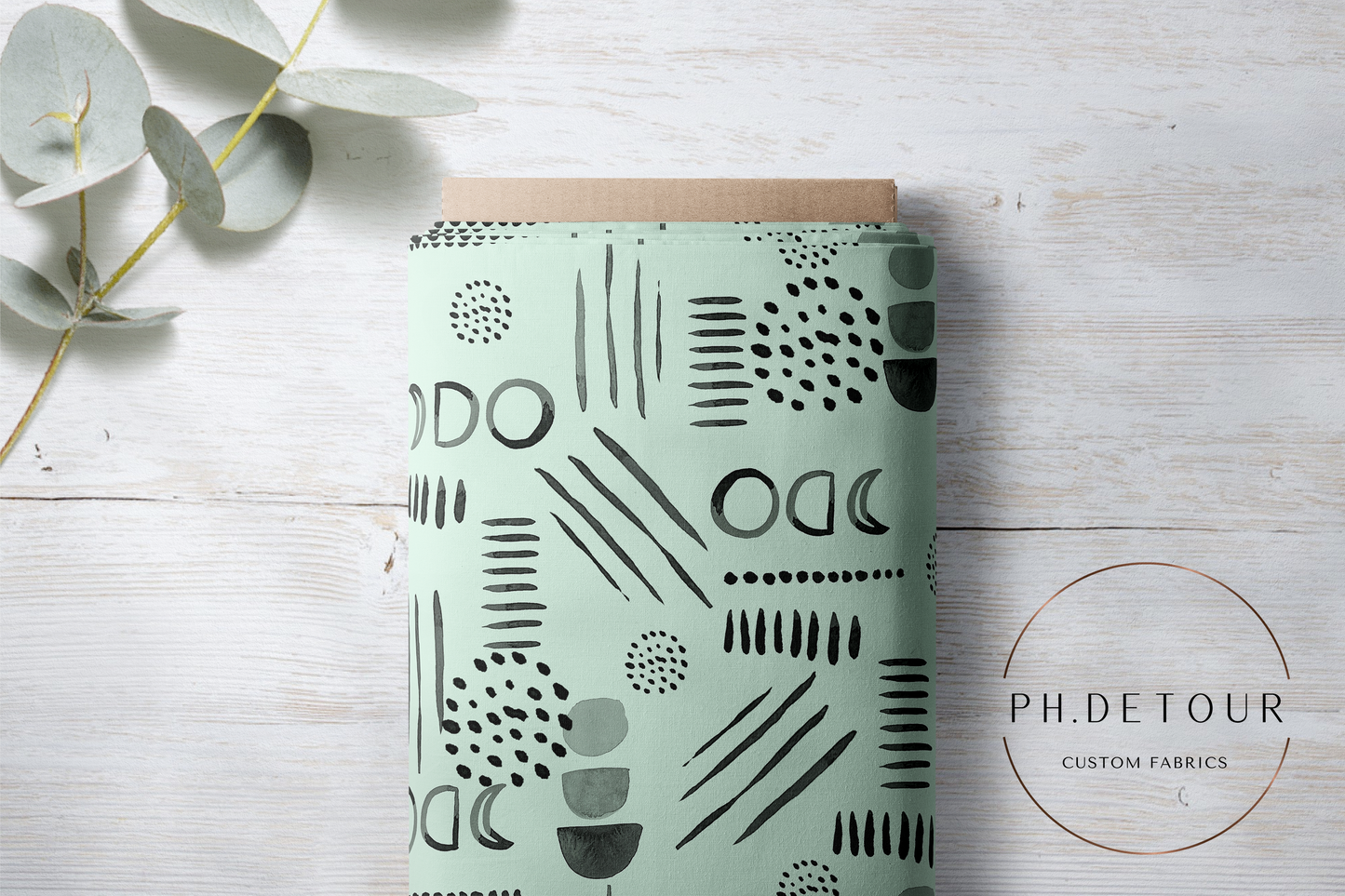 PREORDER - Neutral Abstract Black on Mint - 1563 - Choose Your Base
