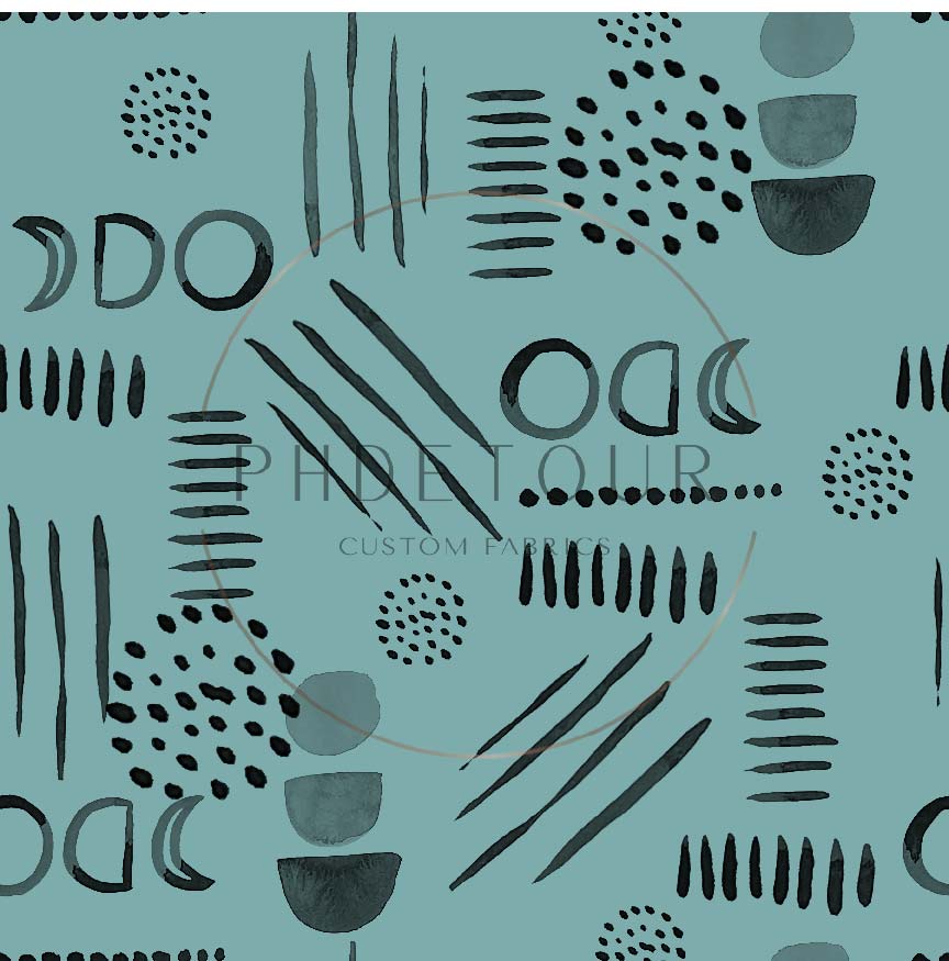 PREORDER - Neutral Abstract Black on Ocean - 1566 - Choose Your Base