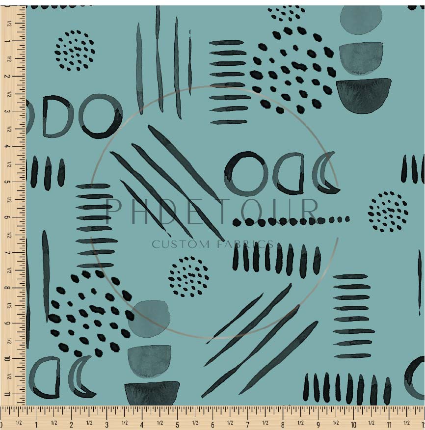PREORDER - Neutral Abstract Black on Ocean - 1566 - Choose Your Base