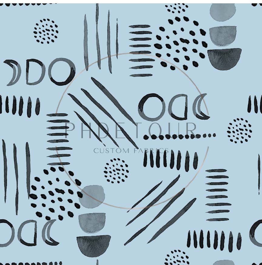 PREORDER - Neutral Abstract Black on Sky - 1574 - Choose Your Base