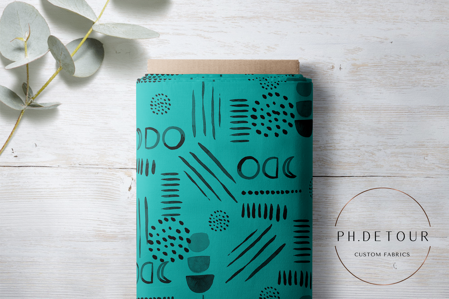 PREORDER - Neutral Abstract Black on Teal - 1582 - Choose Your Base