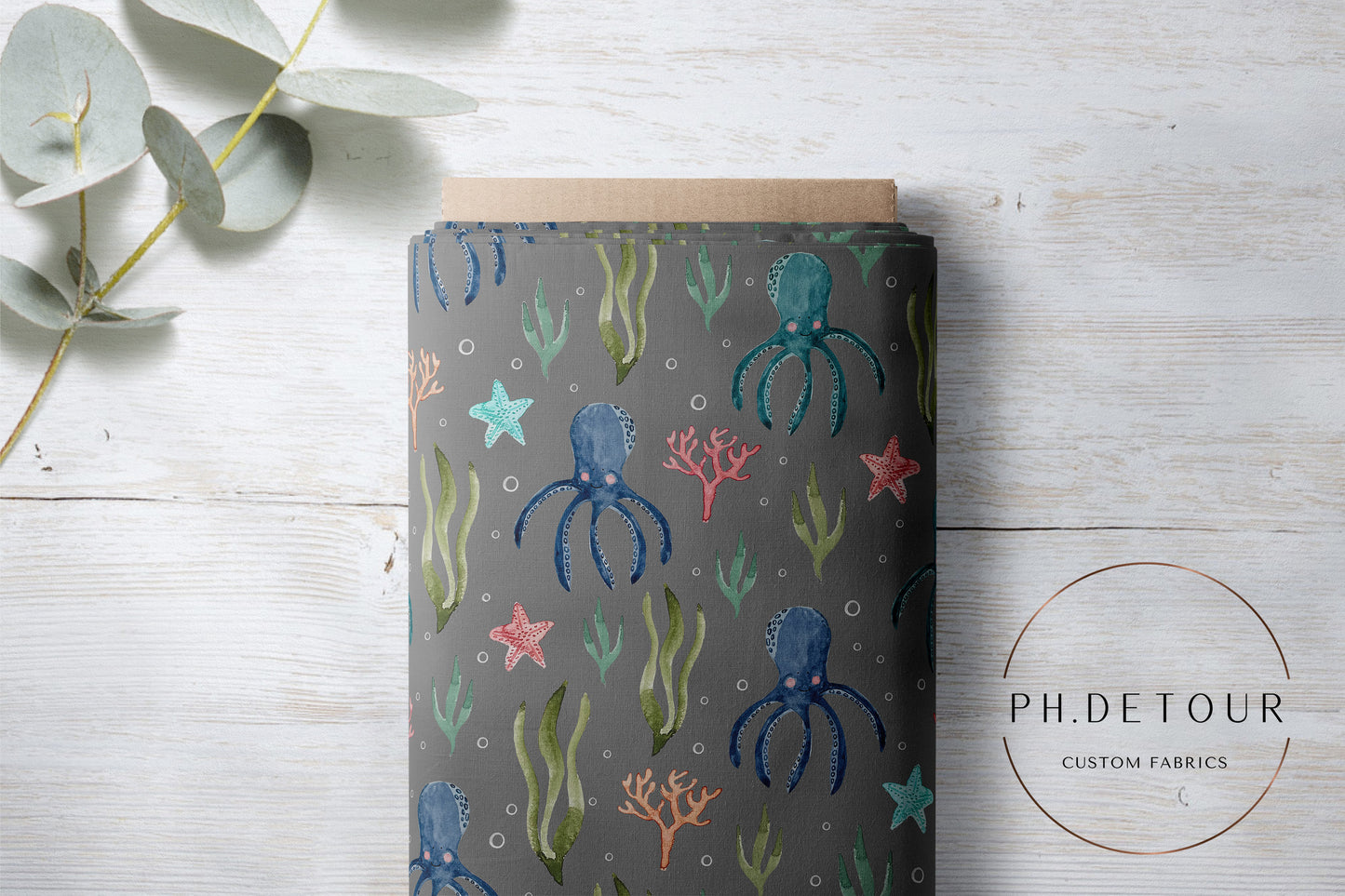 PREORDER - Octopuses on Charcoal - 1819 - Choose Your Base