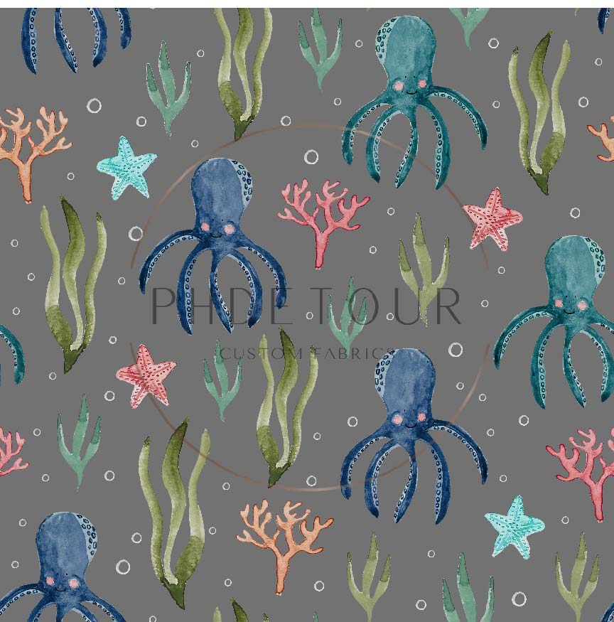PREORDER - Octopuses on Charcoal - 1819 - Choose Your Base