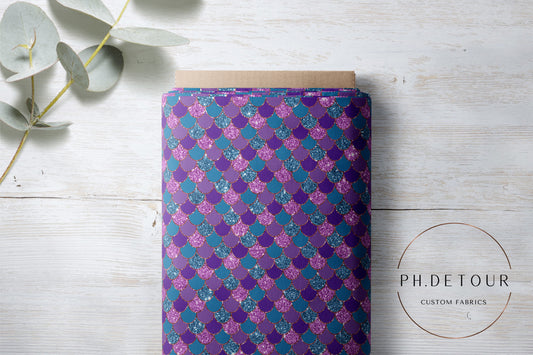 Glitter Mermaid Scales - Purple - Classic PUL