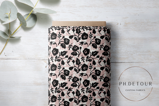 Black Floral on Pink - Classic PUL