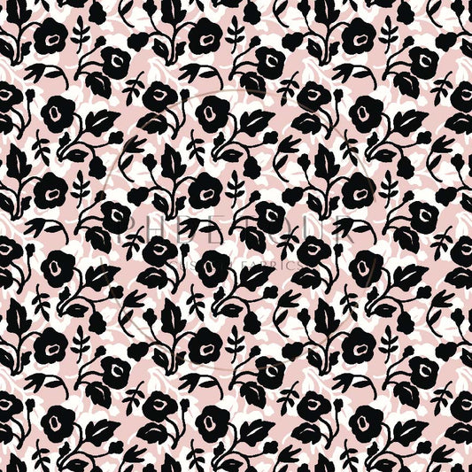 Pink and Black Floral - PhDetour PUL - 1 yard