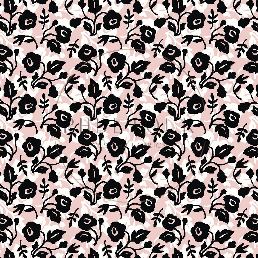 Pink and Black Floral - PhDetour PUL - 1 yard