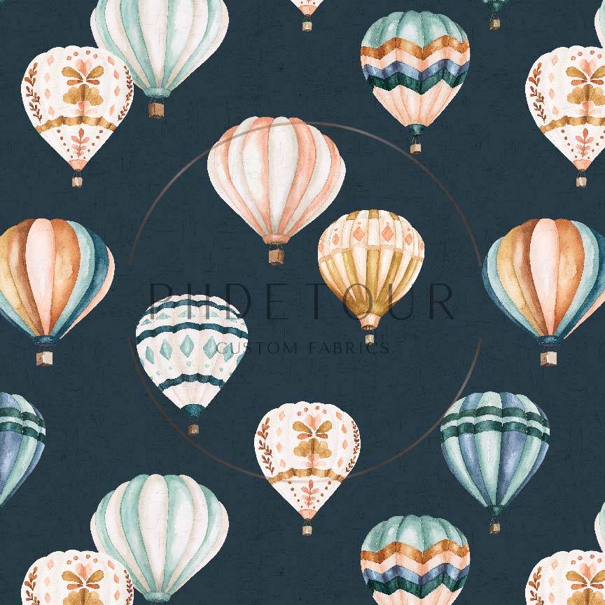 PREORDER - Cate and Rainn Collection - Wanderlust Hot Air Balloons on Navy - 3643 - Choose Your Base