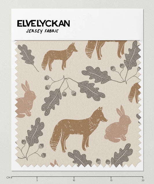 Elvelyckan - Organic Cotton Lycra - Forest Friends and Acorns - 1 yard
