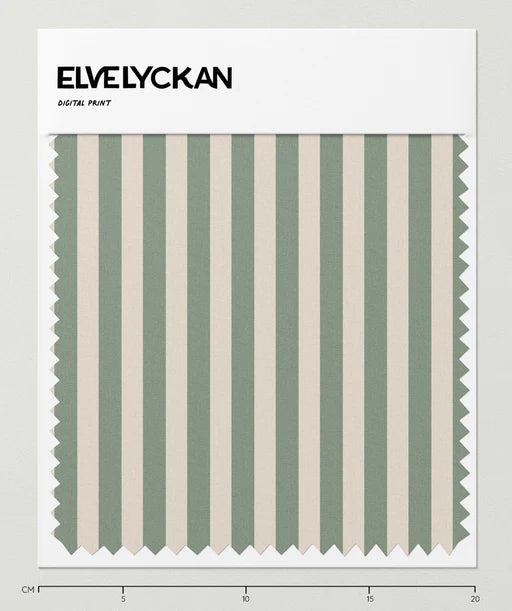 Elvelyckan - Organic Cotton Lycra - Sage Vertical and Cream Stripes - 1 yard