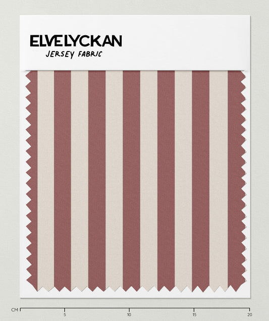 Elvelyckan - Organic Cotton Lycra - Rust Vertical and Cream Stripes - 1 yard