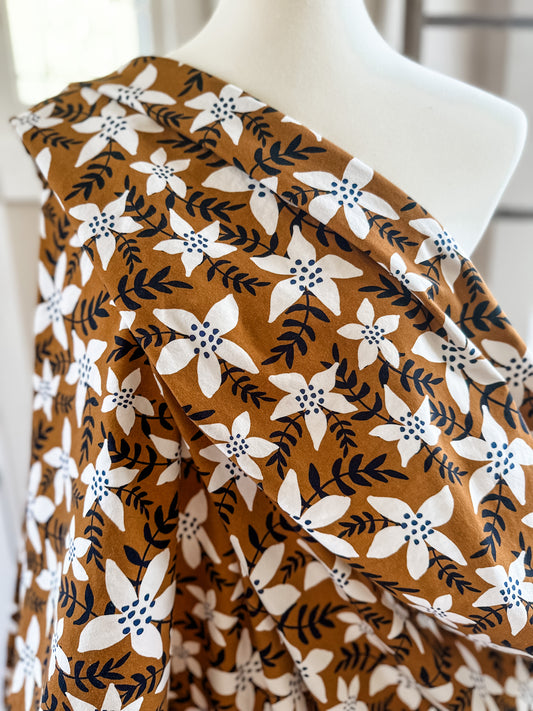 Oona Floral - Black and Ochre - European Printed Jersey