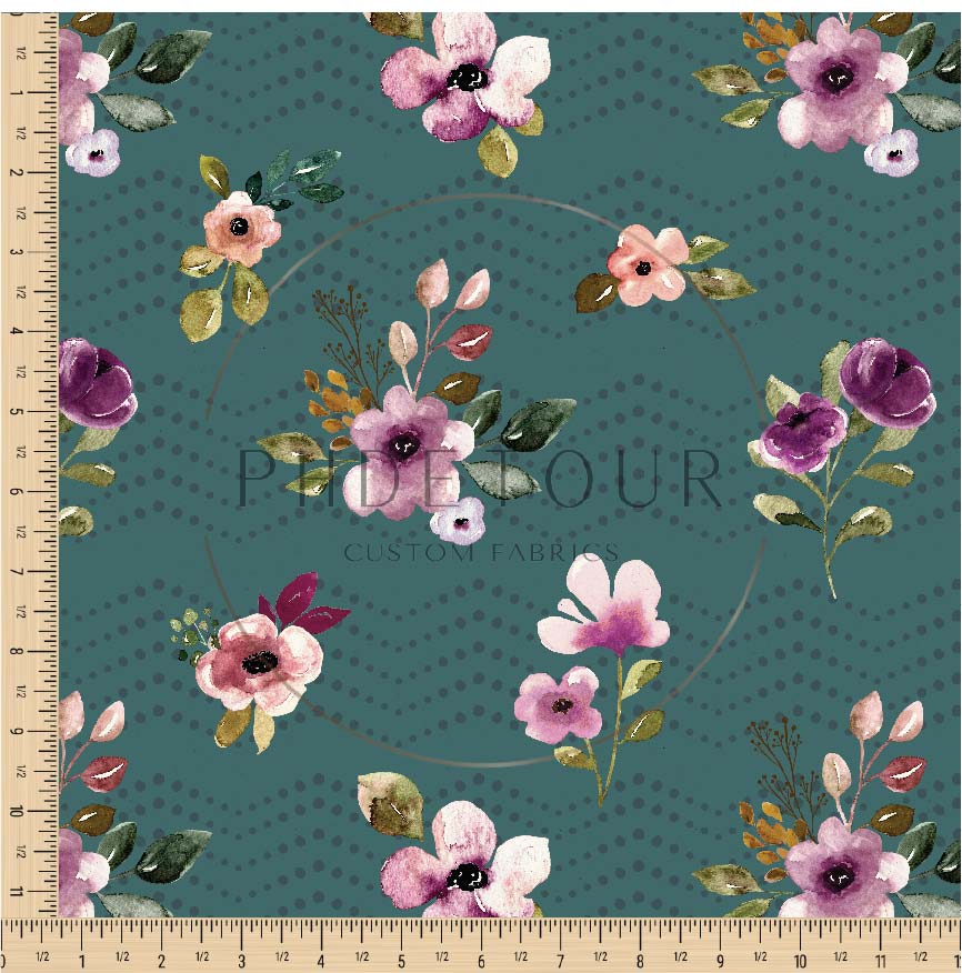 PREORDER - Amethyst Floral on Teal Chevron - 0028 - Choose Your Base