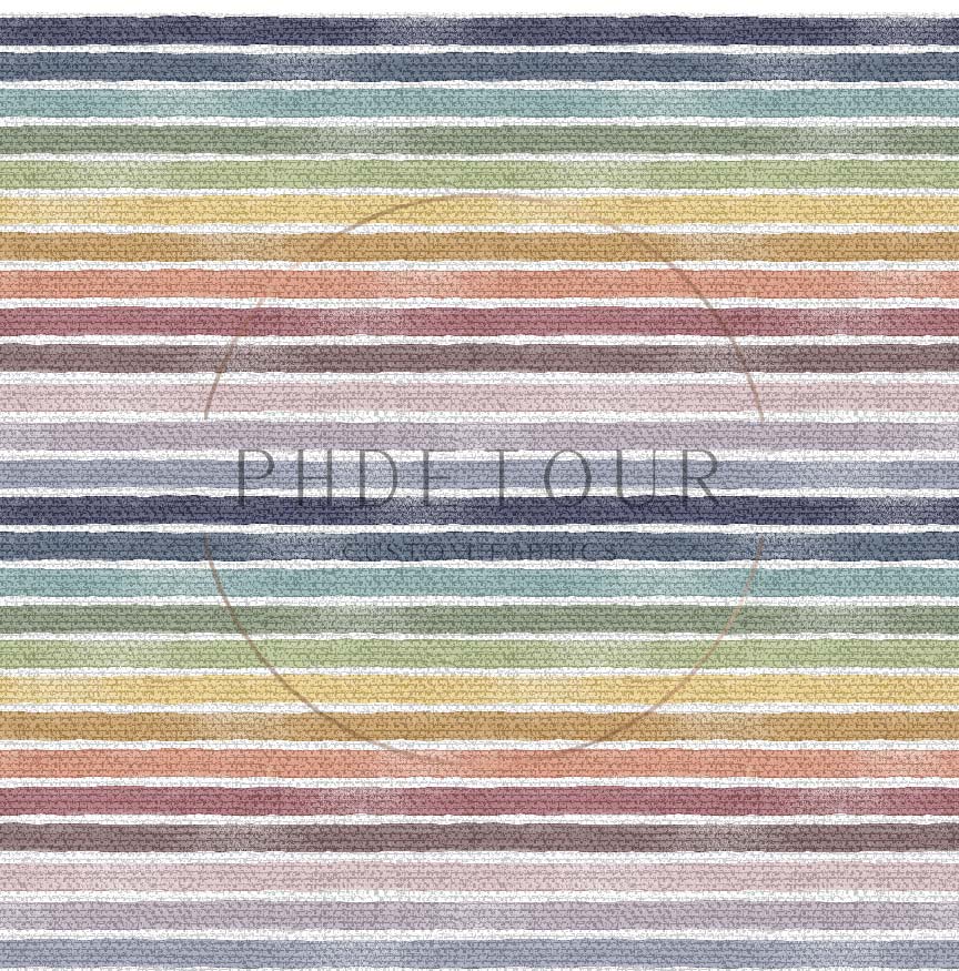 PREORDER - Burlap Watercolor Narrow Stripes - Rainbow - 0209 - Choose Your Base