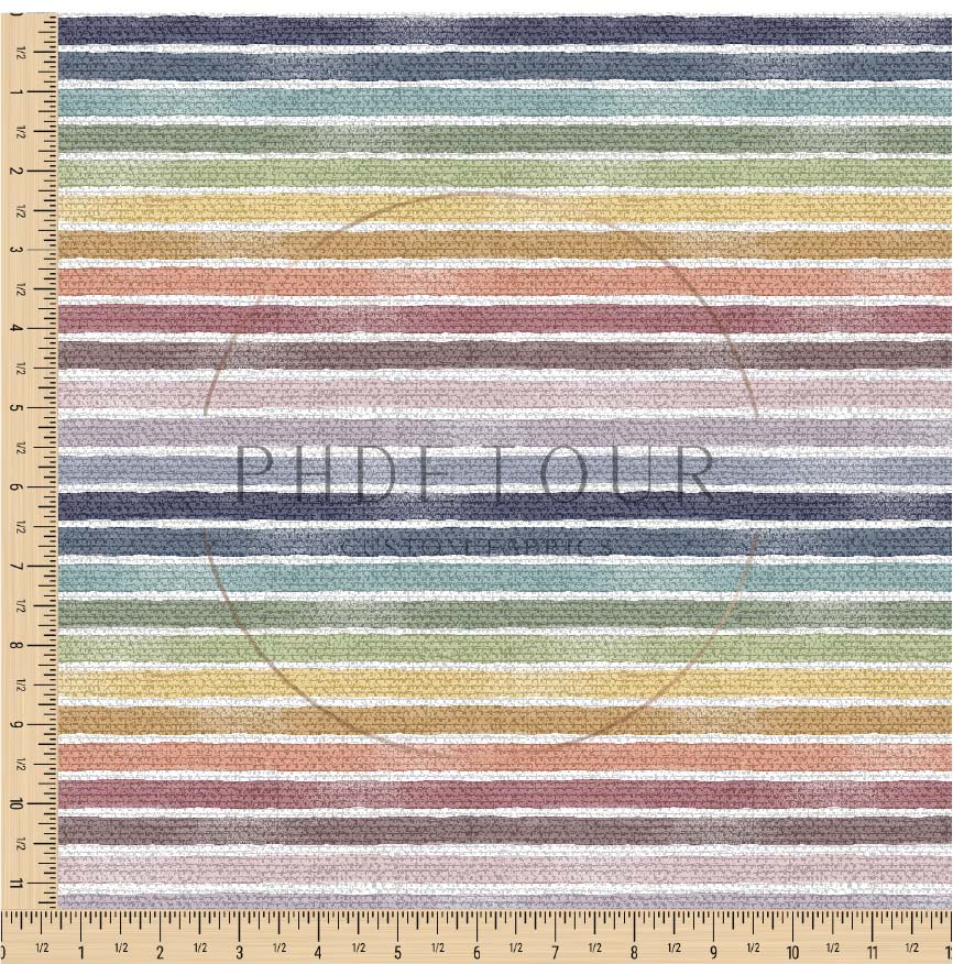 PREORDER - Burlap Watercolor Narrow Stripes - Rainbow - 0209 - Choose Your Base