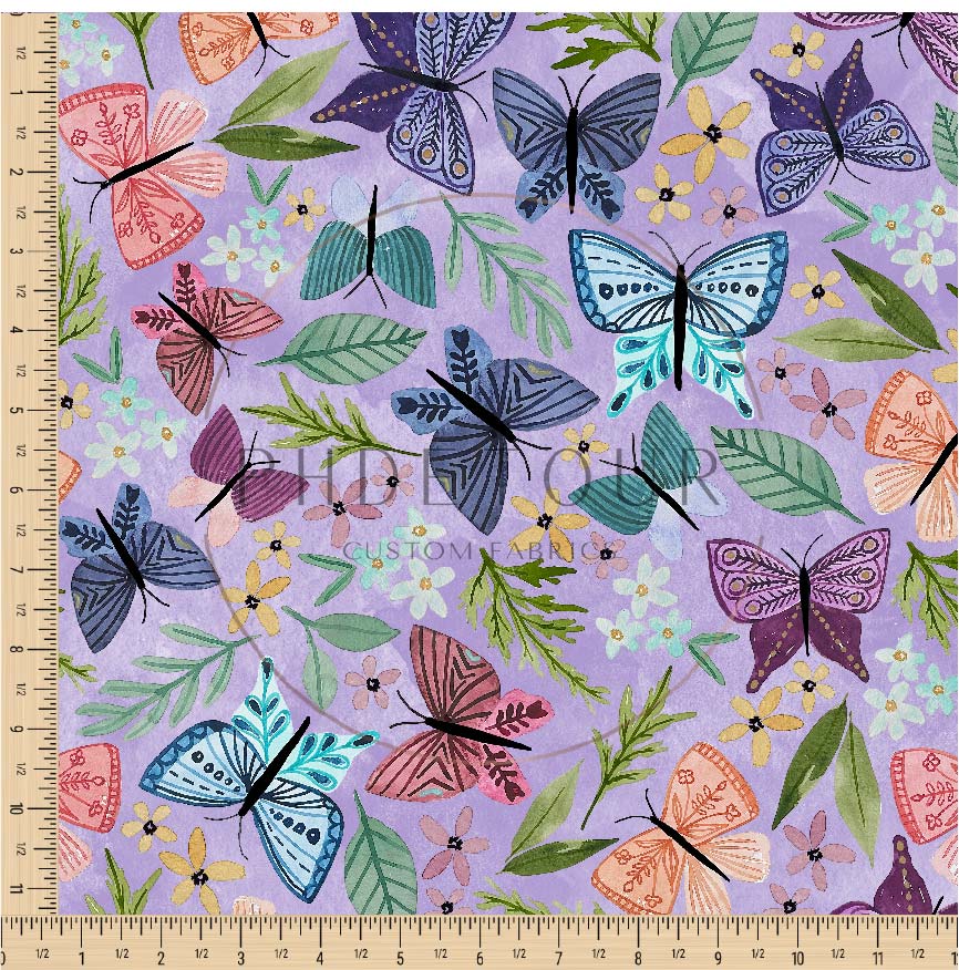 PREORDER - Butterfly Toss on Watercolor Lilac - 0263 - Choose Your Base