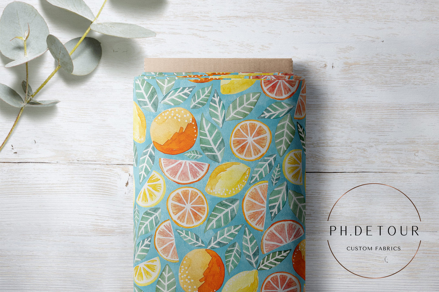 PREORDER - Citrus on Watercolor Aqua - 0382 - Choose Your Base