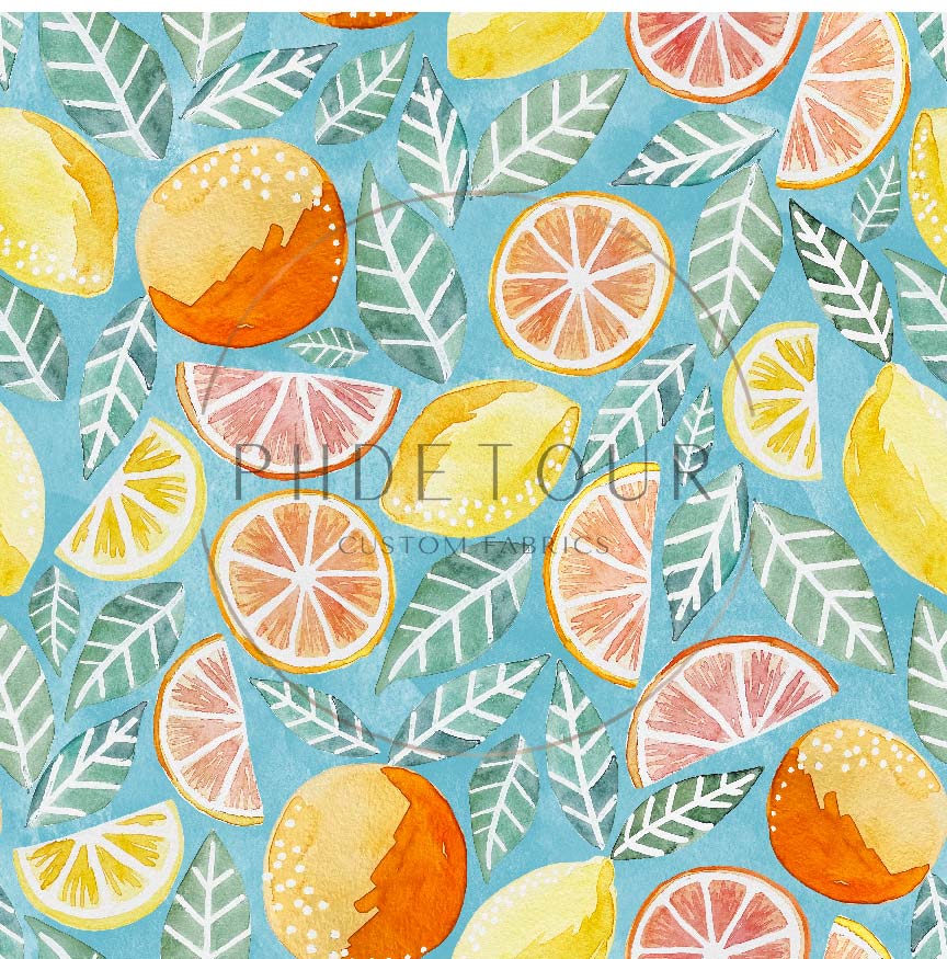 PREORDER - Citrus on Watercolor Aqua - 0382 - Choose Your Base