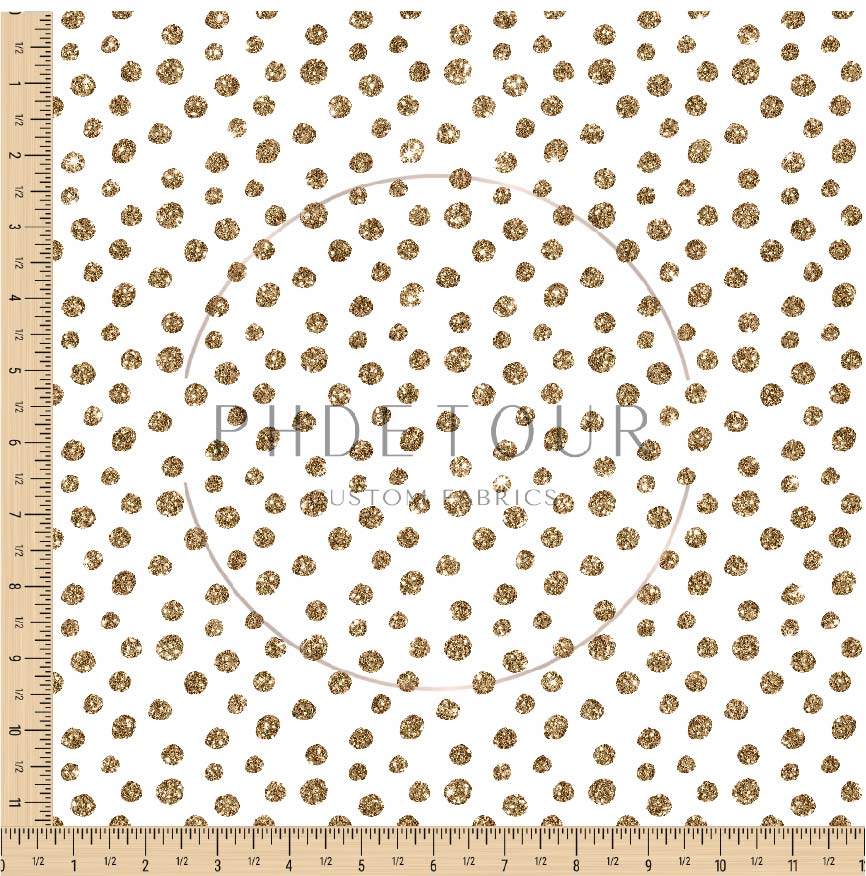 PREORDER - Gold Glitter Polka Dots on White - 0623 - Choose Your Base