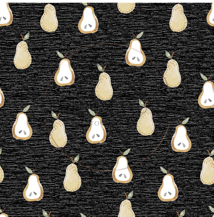 PREORDER - Golden Pears on Handwoven Texture Black - 0645 - Choose Your Base